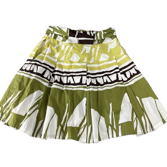 Talbots Petites 2 Pleated Native Batik Flare Skirt Tie Belt Boho Skater Lined - Picture 13 of 13